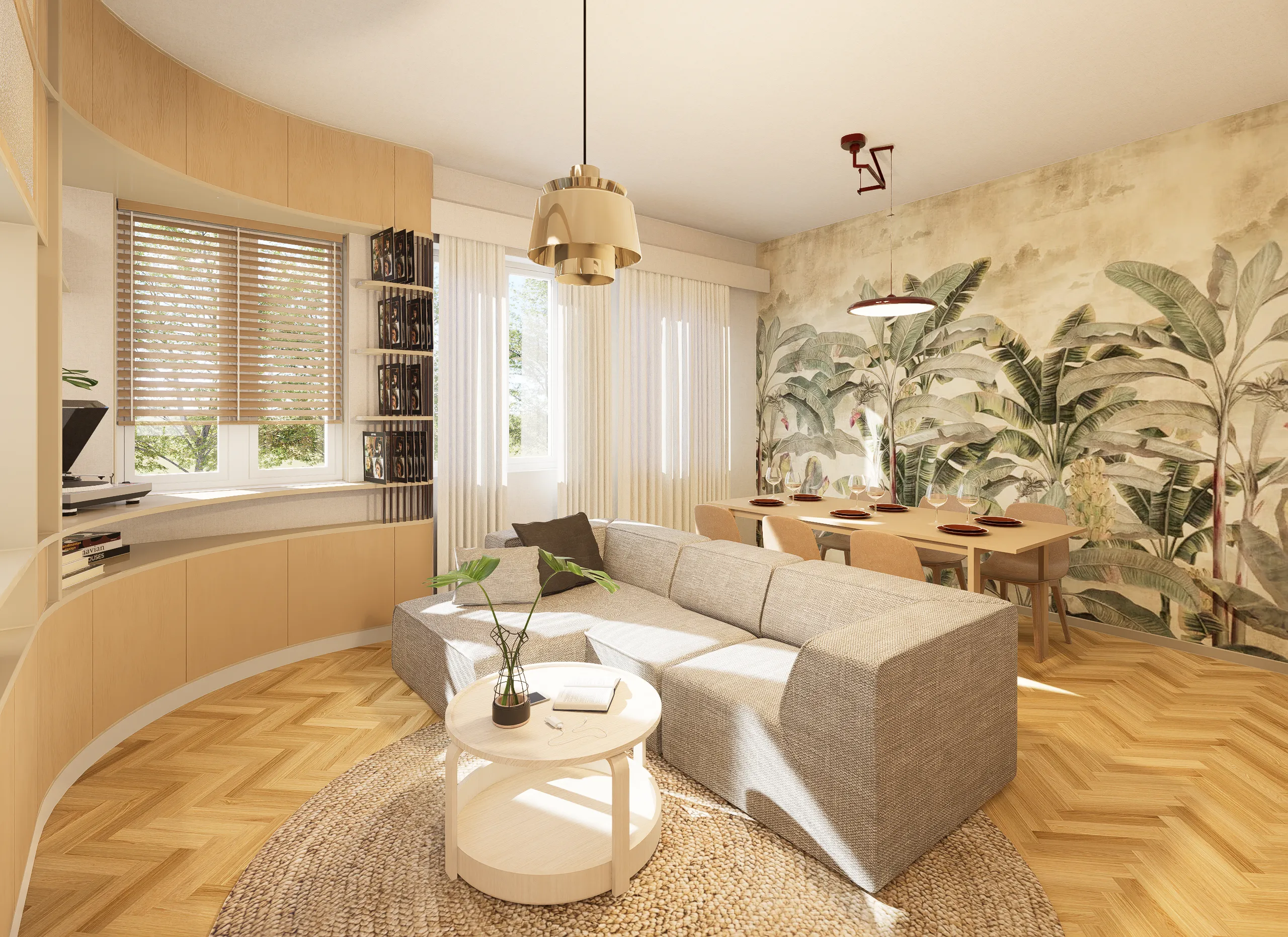 Zona de living - vedere către hol