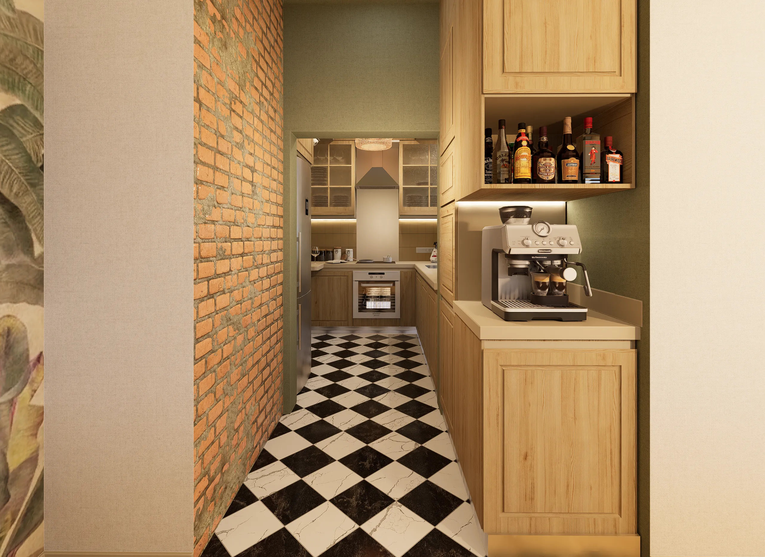 Bucătărie deschisă către hol